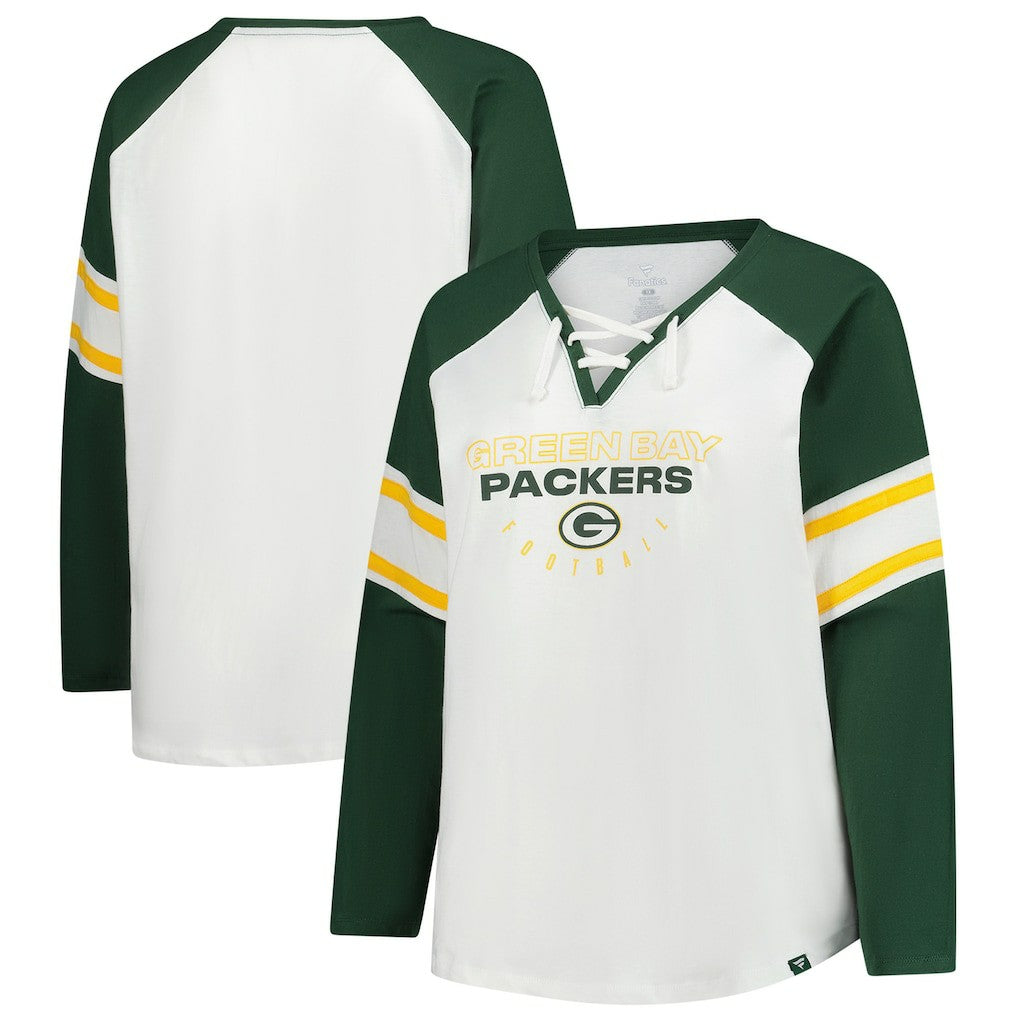 Green Bay Packers Fanatics Women's Plus Size Redzone Lace Up Long Sleeve T-Shirt