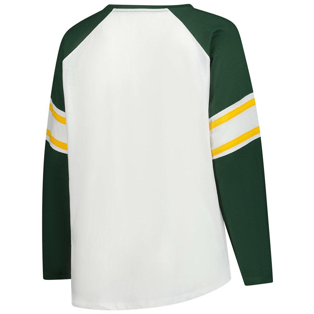 Green Bay Packers Fanatics Women's Plus Size Redzone Lace Up Long Sleeve T-Shirt