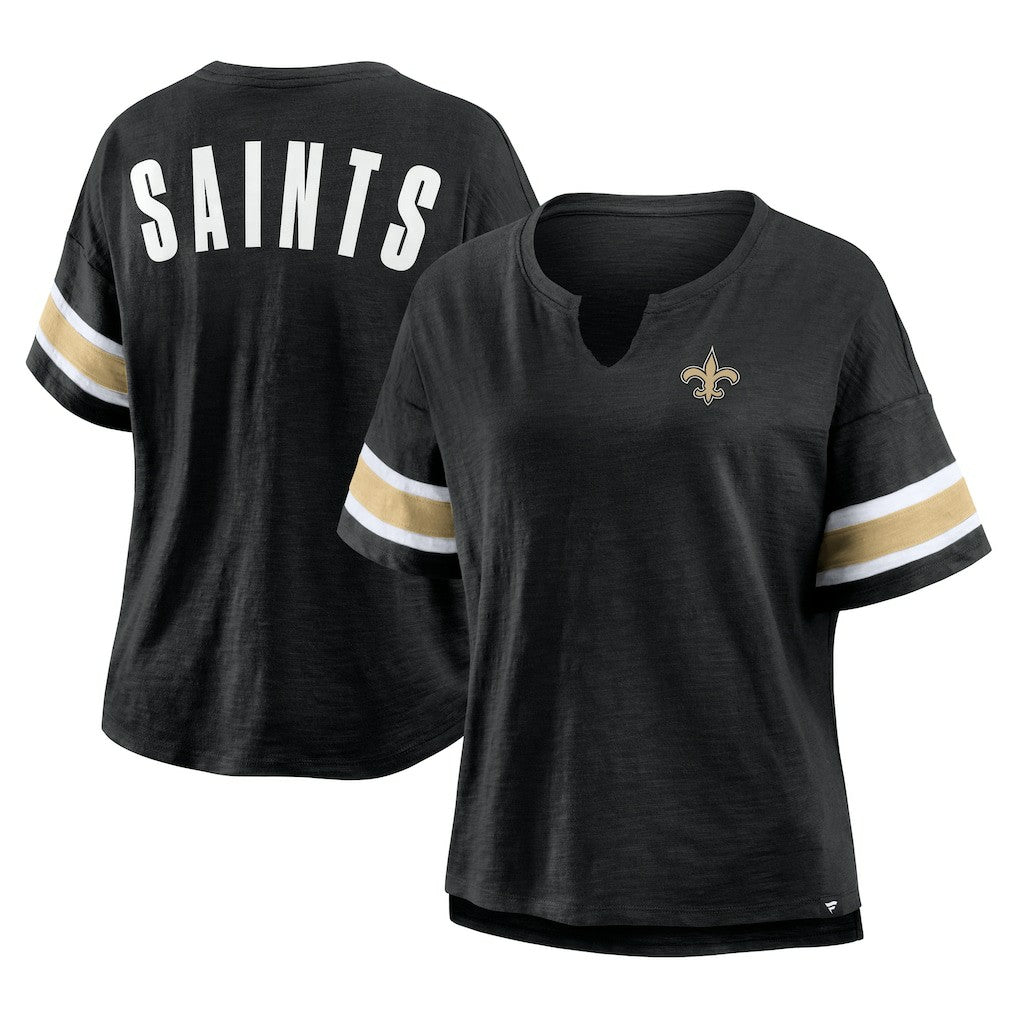 New Orleans Saints Fanatics Women's Plus Size Redzone Notch Neck T-Shirt