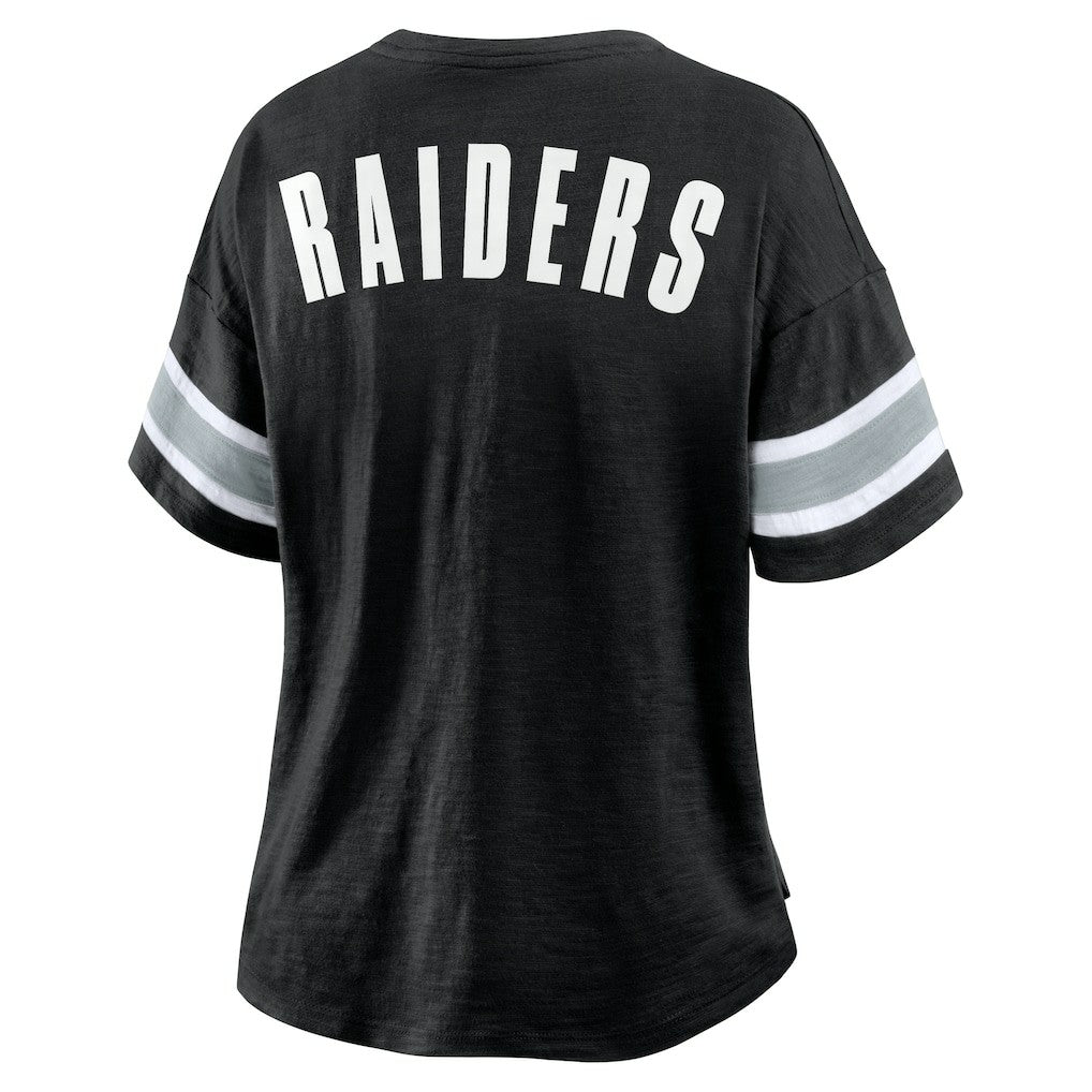 Las Vegas Raiders Fanatics Women's Plus Size Redzone Notch Neck T-Shirt