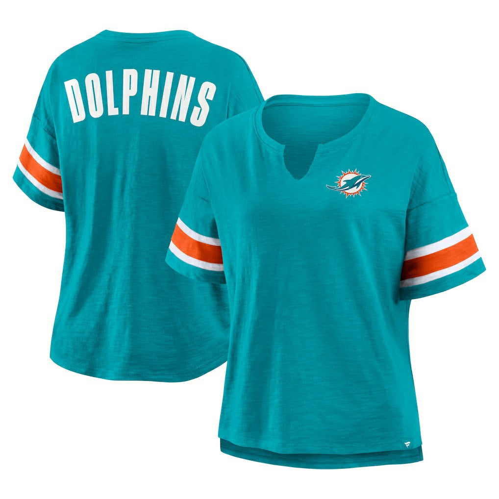 Miami Dolphins Fanatics Women's Plus Size Redzone Notch Neck T-Shirt