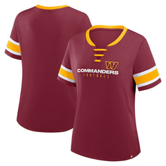 Washington Commanders Fanatics Women's Plus Size Red Zone Athena Lace-Up V-Notch Neck T-Shirt
