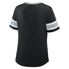 Las Vegas Raiders Fanatics Women's Plus Size Red Zone Athena Lace-Up V-Notch Neck T-Shirt
