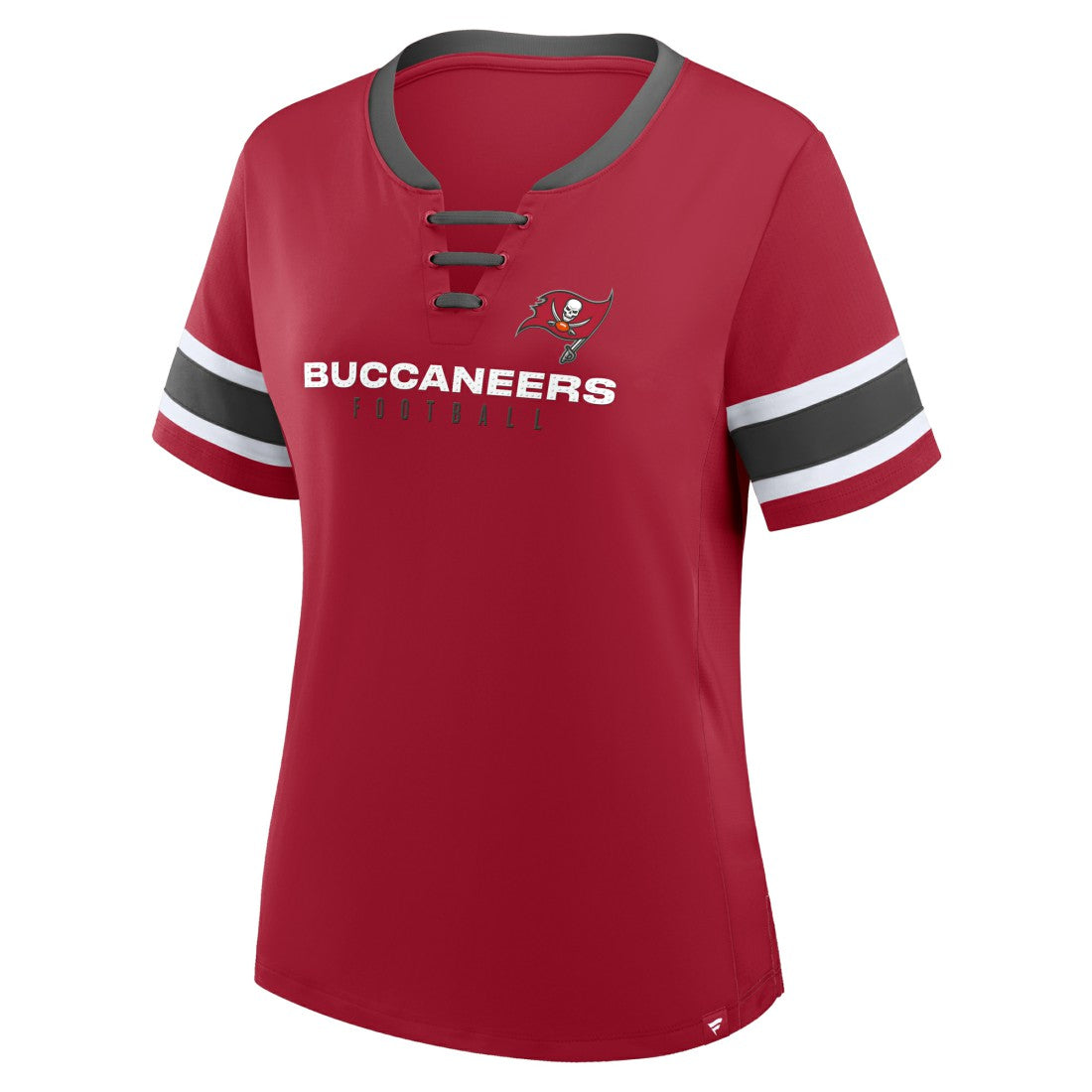 Tampa Bay Buccaneers Fanatics Women's Plus Size Red Zone Athena Lace-Up V-Notch Neck T-Shirt