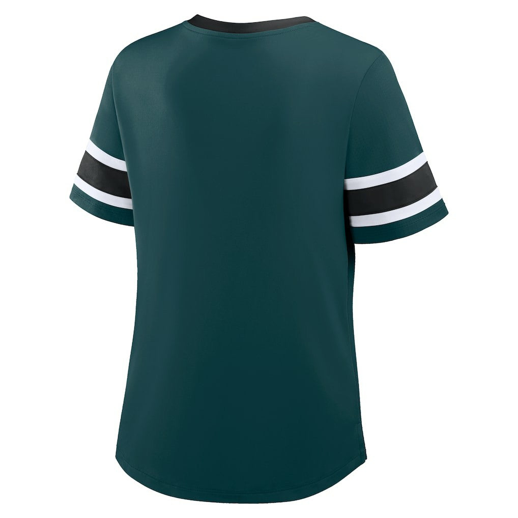 Philadelphia Eagles Fanatics Women's Plus Size Red Zone Athena Lace-Up V-Notch Neck T-Shirt
