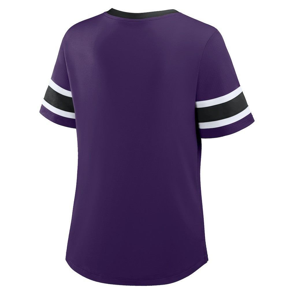Baltimore Ravens Fanatics Women's Plus Size Red Zone Athena Lace-Up V-Notch Neck T-Shirt