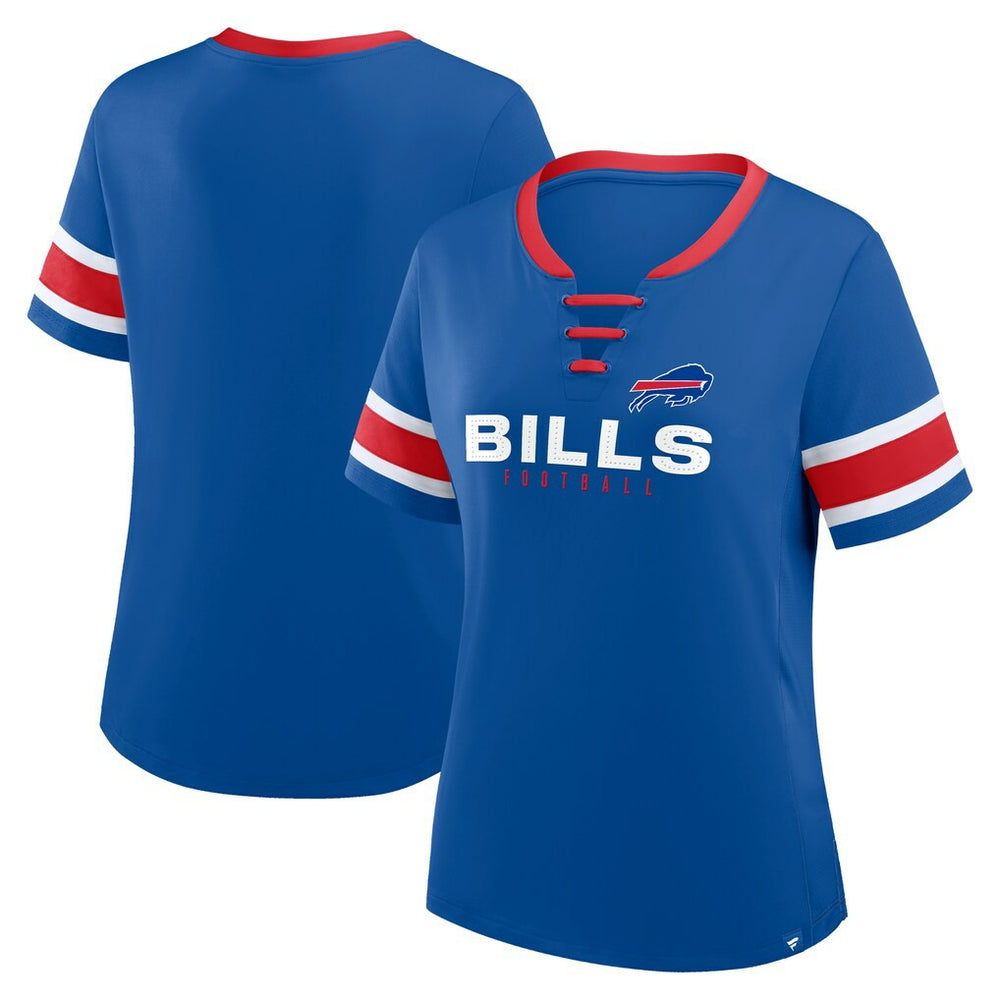 Buffalo Bills Fanatics Women's Plus Size Red Zone Athena Lace-Up V-Notch Neck T-Shirt