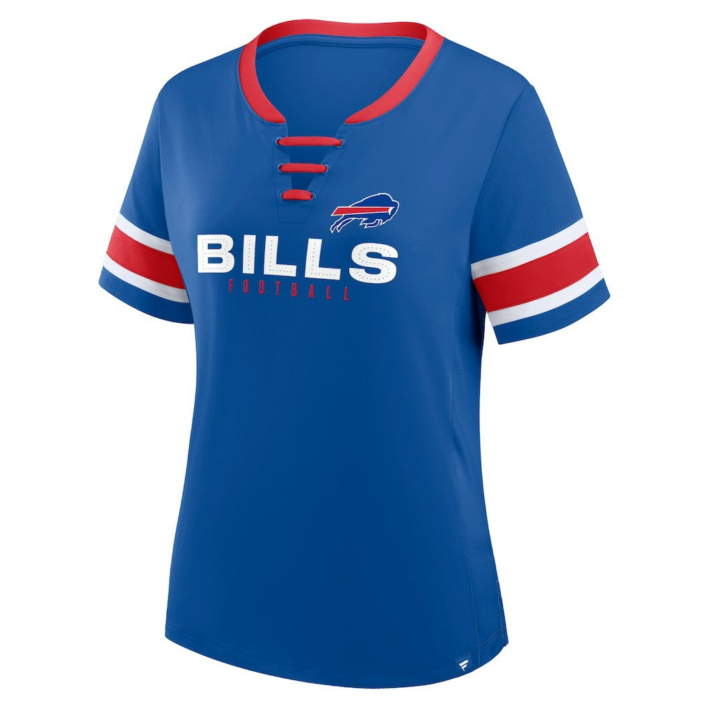 Buffalo Bills Fanatics Women's Plus Size Red Zone Athena Lace-Up V-Notch Neck T-Shirt