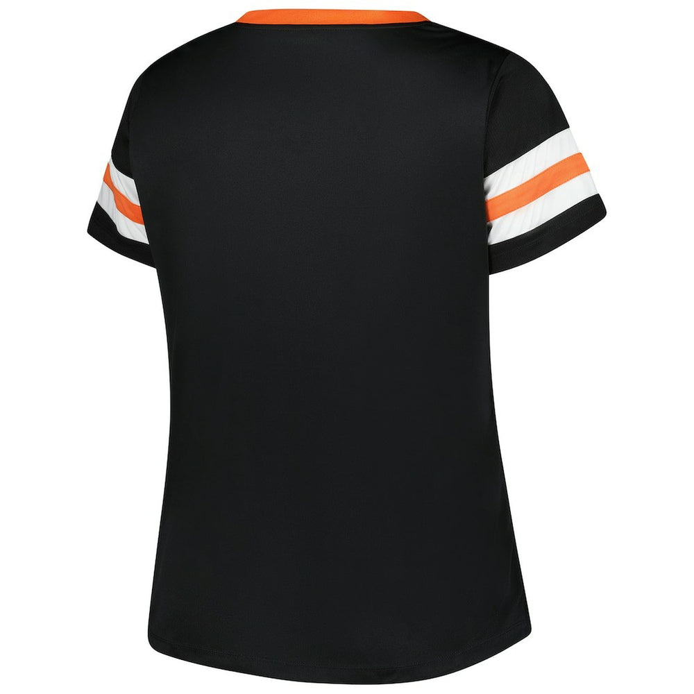 Cincinnati Bengals Fanatics Women's Plus Size Red Zone Athena Lace-Up V-Notch Neck T-Shirt