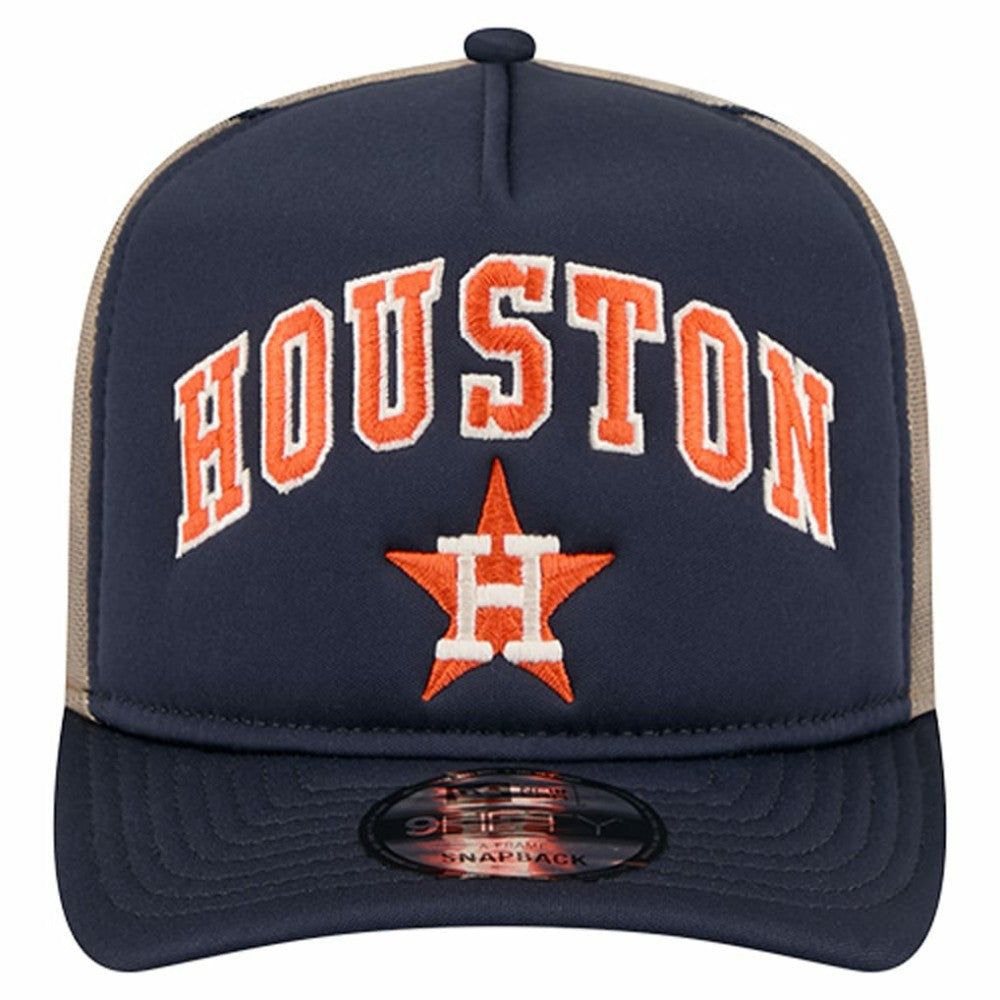 Houston Astros New Era Vintage Arched Foam Front 9FIFTY A-Frame Adjustable Trucker Hat | MLB Sale