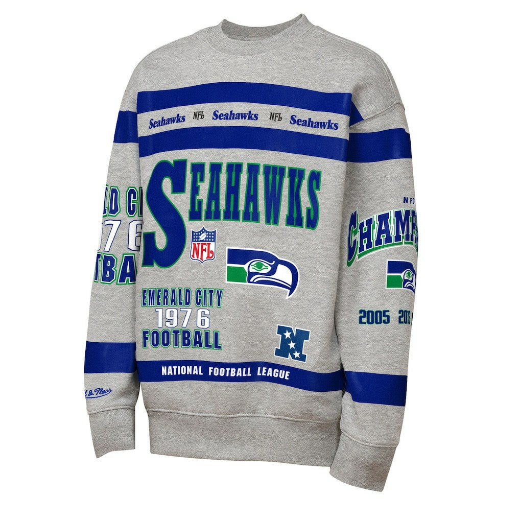 Seattle Seahawks Mitchell & Ness Youth Throwback All-Over Print Fleece Sweatshirt