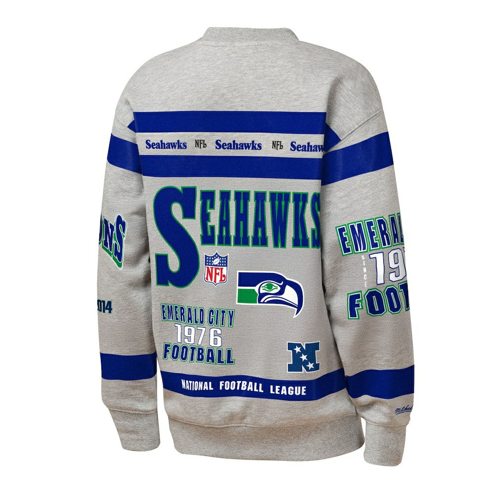 Seattle Seahawks Mitchell & Ness Youth Throwback All-Over Print Fleece Sweatshirt