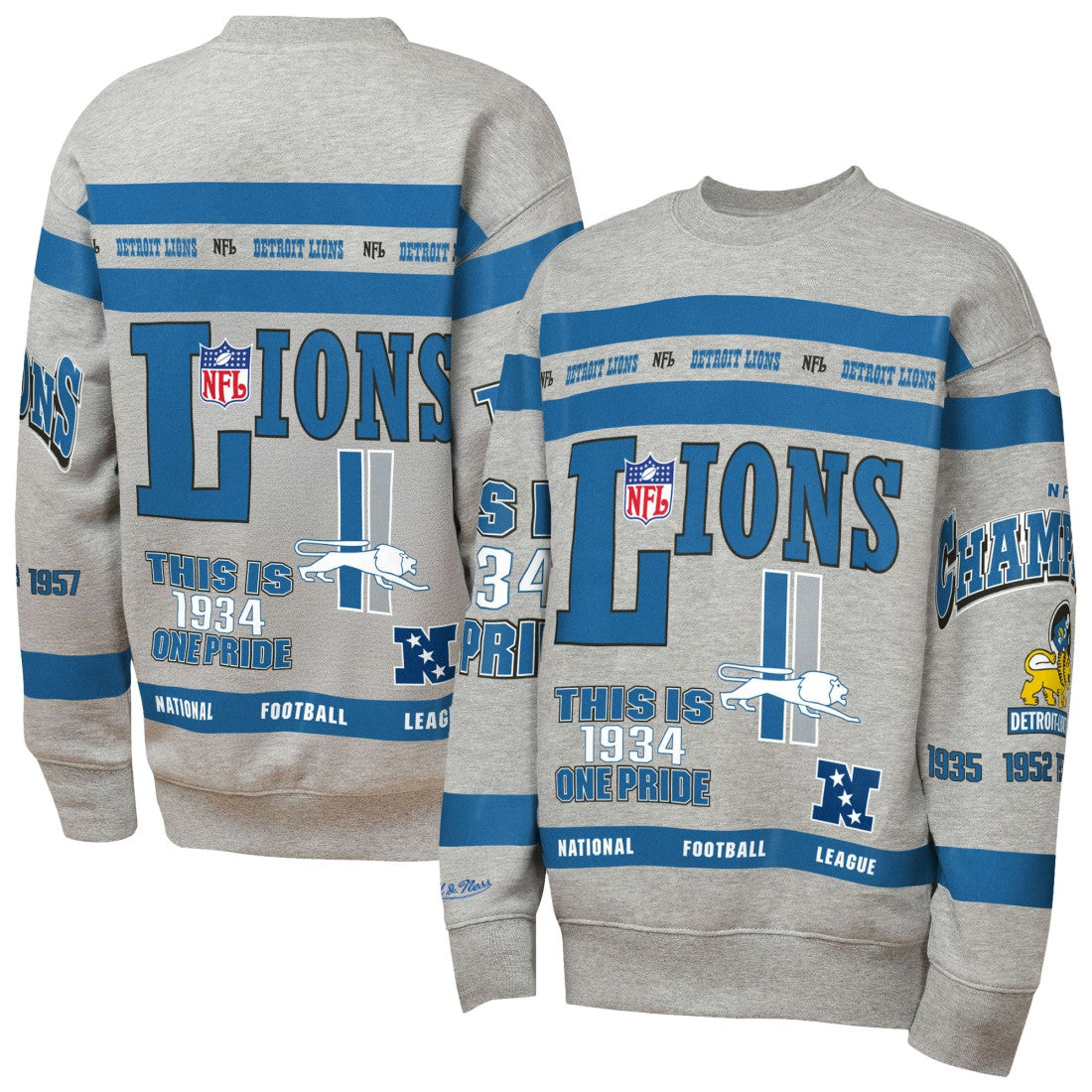 Detroit Lions Mitchell & Ness Youth Throwback All-Over Print Fleece Sweatshirt