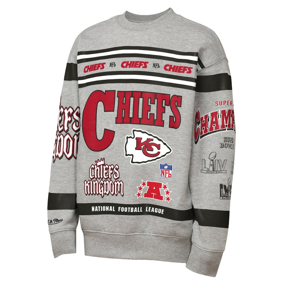 Kansas City Chiefs Mitchell & Ness Youth Throwback All-Over Print Fleece Sweatshirt