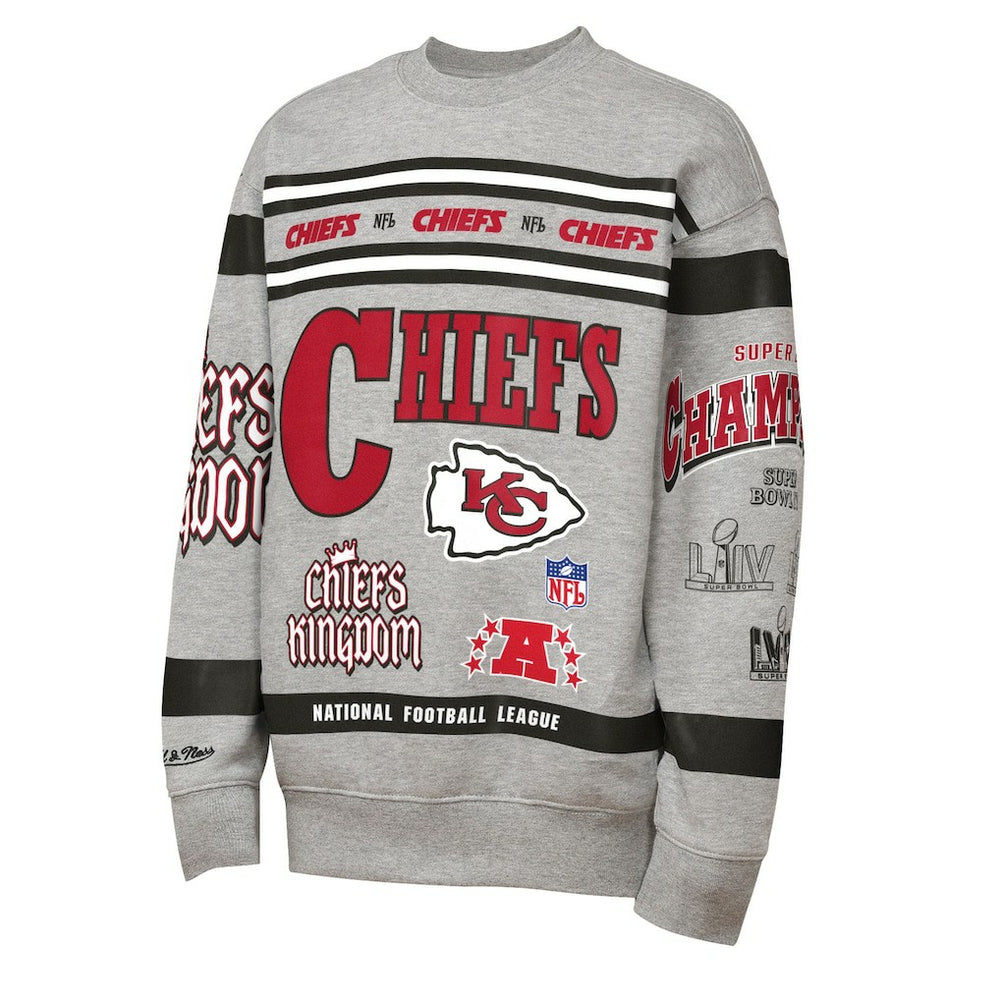 Kansas City Chiefs Mitchell & Ness Youth Throwback All-Over Print Fleece Sweatshirt