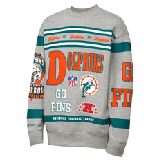 Miami Dolphins Mitchell & Ness Youth Throwback All-Over Print Fleece Sweatshirt