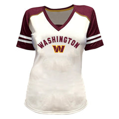 Washington Commanders Fanatics Jayden Daniels  Women's Plus Size Bling V-Neck T-Shirt