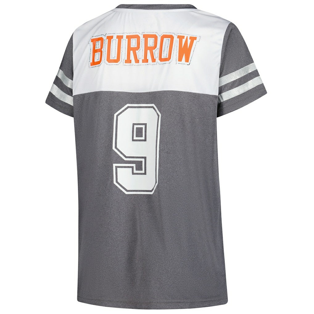 Cincinnati Bengals Fanatics Joe Burrow  Women's Plus Size Bling V-Neck T-Shirt