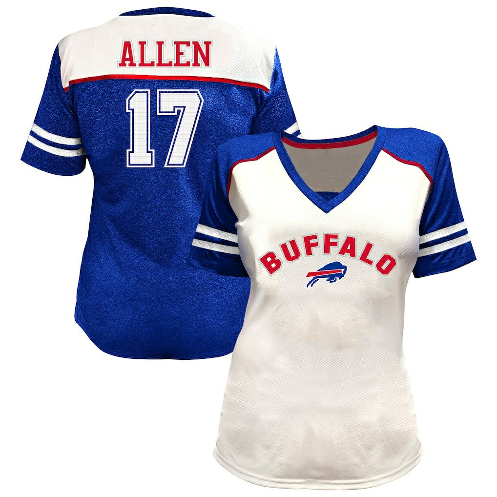 Buffalo Bills Fanatics Josh Allen  Women's Plus Size Bling V-Neck T-Shirt
