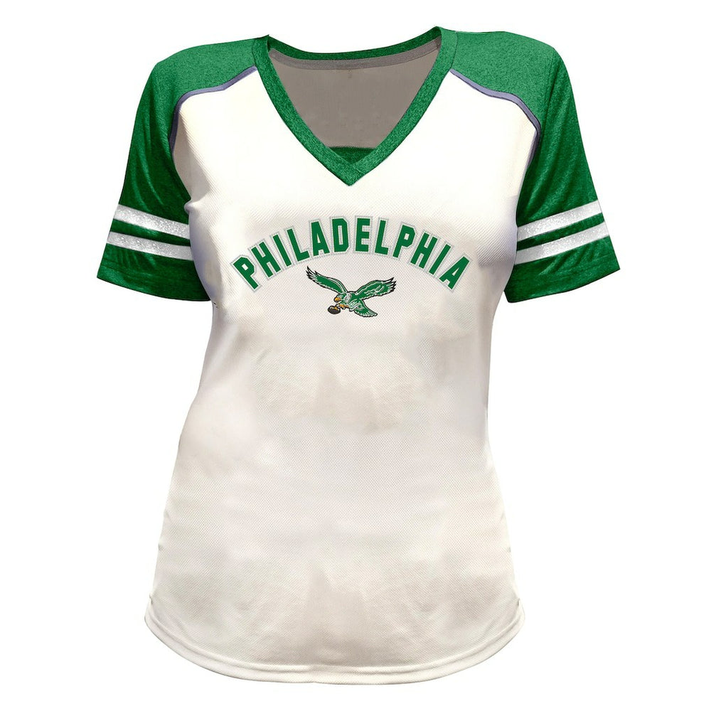 Philadelphia Eagles Fanatics Saquon Barkley  Women's Plus Size Bling V-Neck T-Shirt