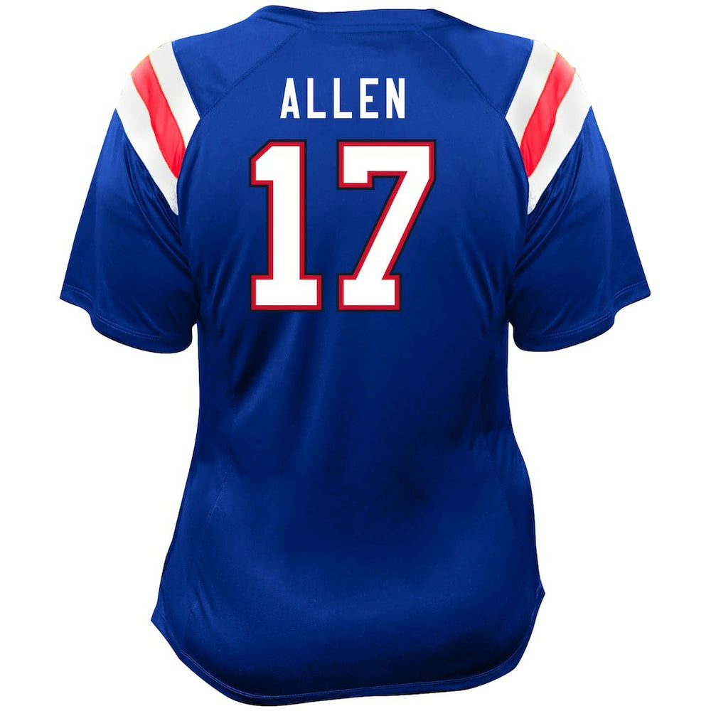 Buffalo Bills Fanatics Josh Allen  Women's Plus Size Name & Number Raglan Lace V-Neck T-Shirt