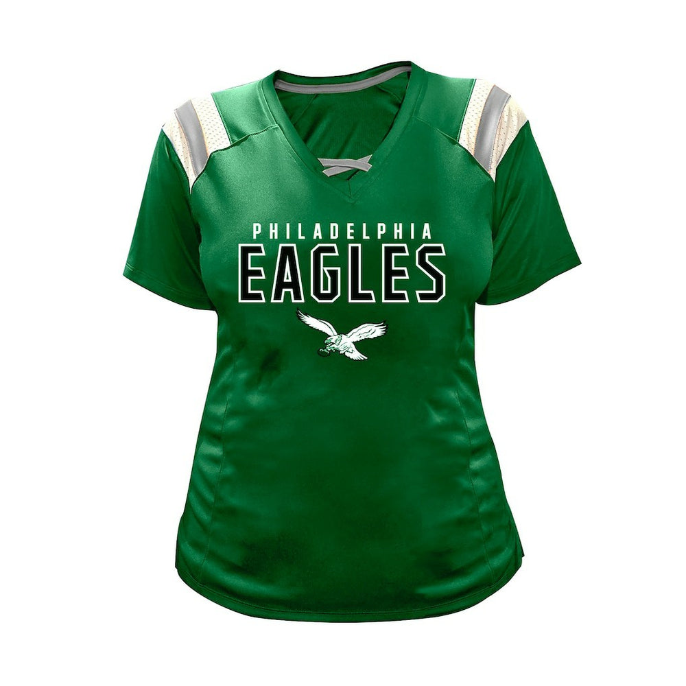 Philadelphia Eagles Fanatics Saquon Barkley  Women's Plus Size Name & Number Raglan Lace V-Neck T-Shirt