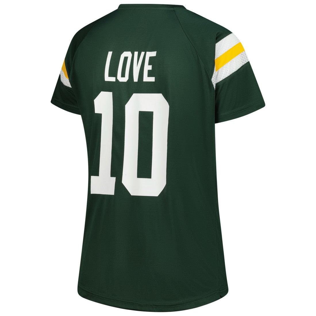 Green Bay Packers Fanatics Jordan Love  Women's Plus Size Name & Number Raglan Lace V-Neck T-Shirt