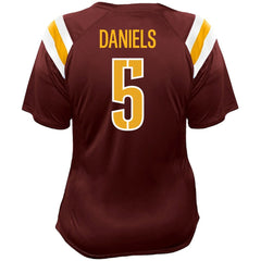 Washington Commanders Fanatics Jayden Daniels  Women's Plus Size Name & Number Raglan Lace V-Neck T-Shirt