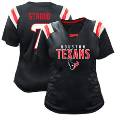 Houston Texans Fanatics C.J. Stroud  Women's Plus Size Name & Number Raglan Lace V-Neck T-Shirt
