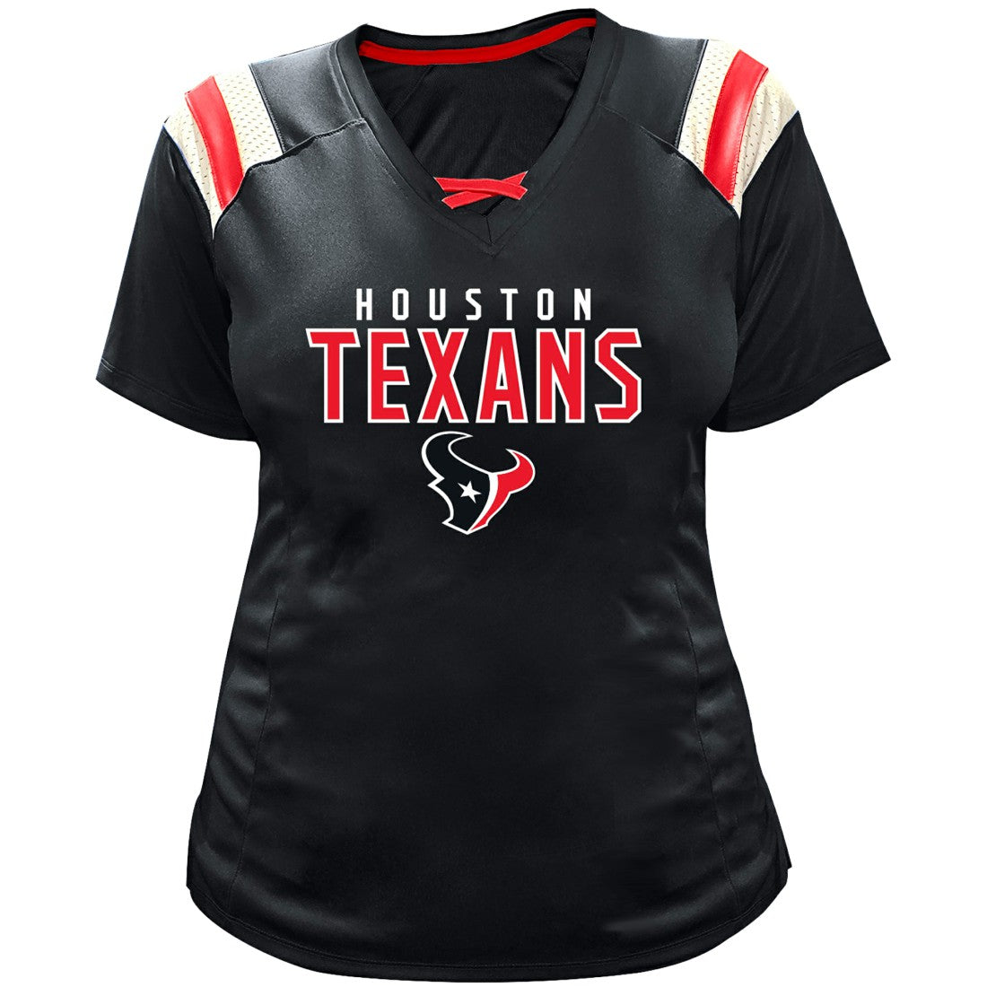 Houston Texans Fanatics C.J. Stroud  Women's Plus Size Name & Number Raglan Lace V-Neck T-Shirt