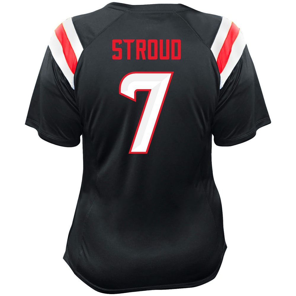 Houston Texans Fanatics C.J. Stroud  Women's Plus Size Name & Number Raglan Lace V-Neck T-Shirt