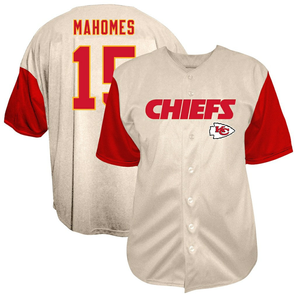 Kansas City Chiefs Fanatics Patrick Mahomes  Big & Tall Baseball Button-Up Shirt