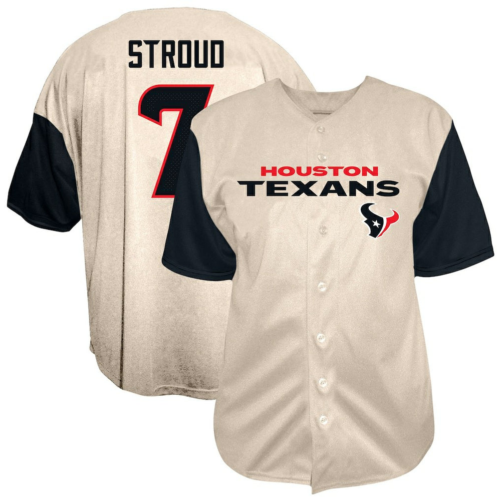 Houston Texans Fanatics C.J. Stroud  Big & Tall Baseball Button-Up Shirt