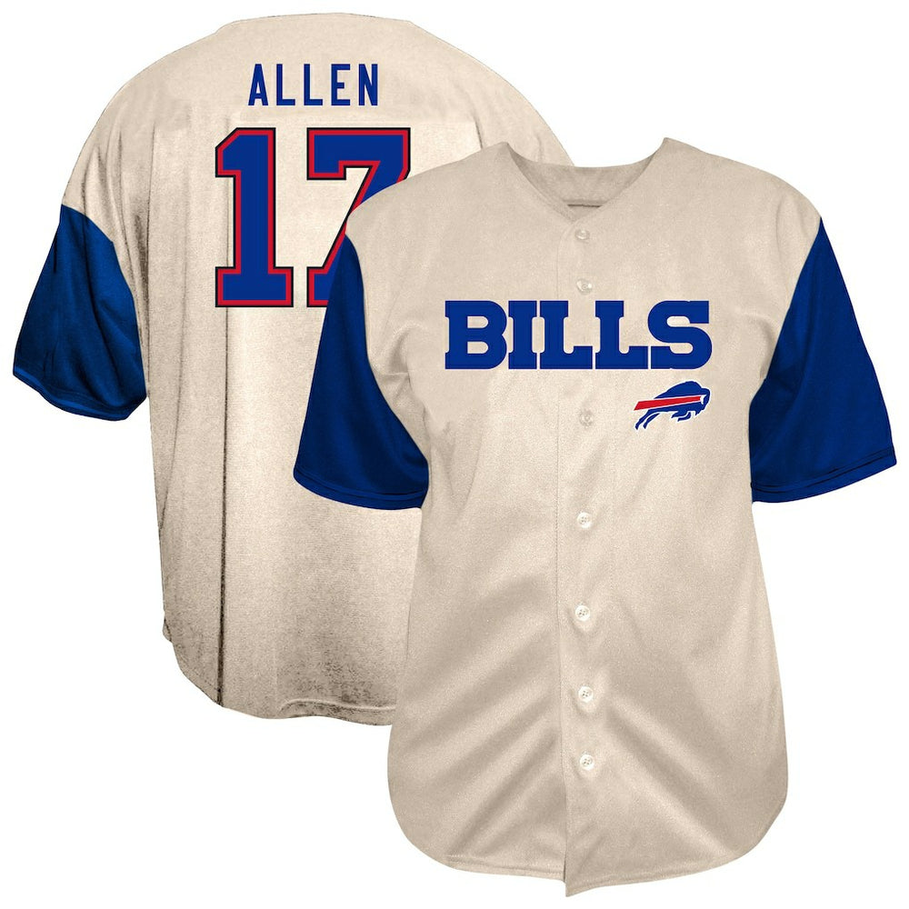 Buffalo Bills Fanatics Josh Allen  Big & Tall Baseball Button-Up Shirt