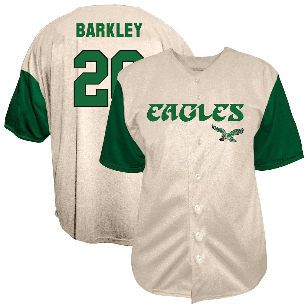 Philadelphia Eagles Fanatics Saquon Barkley  Big & Tall Baseball Button-Up Shirt