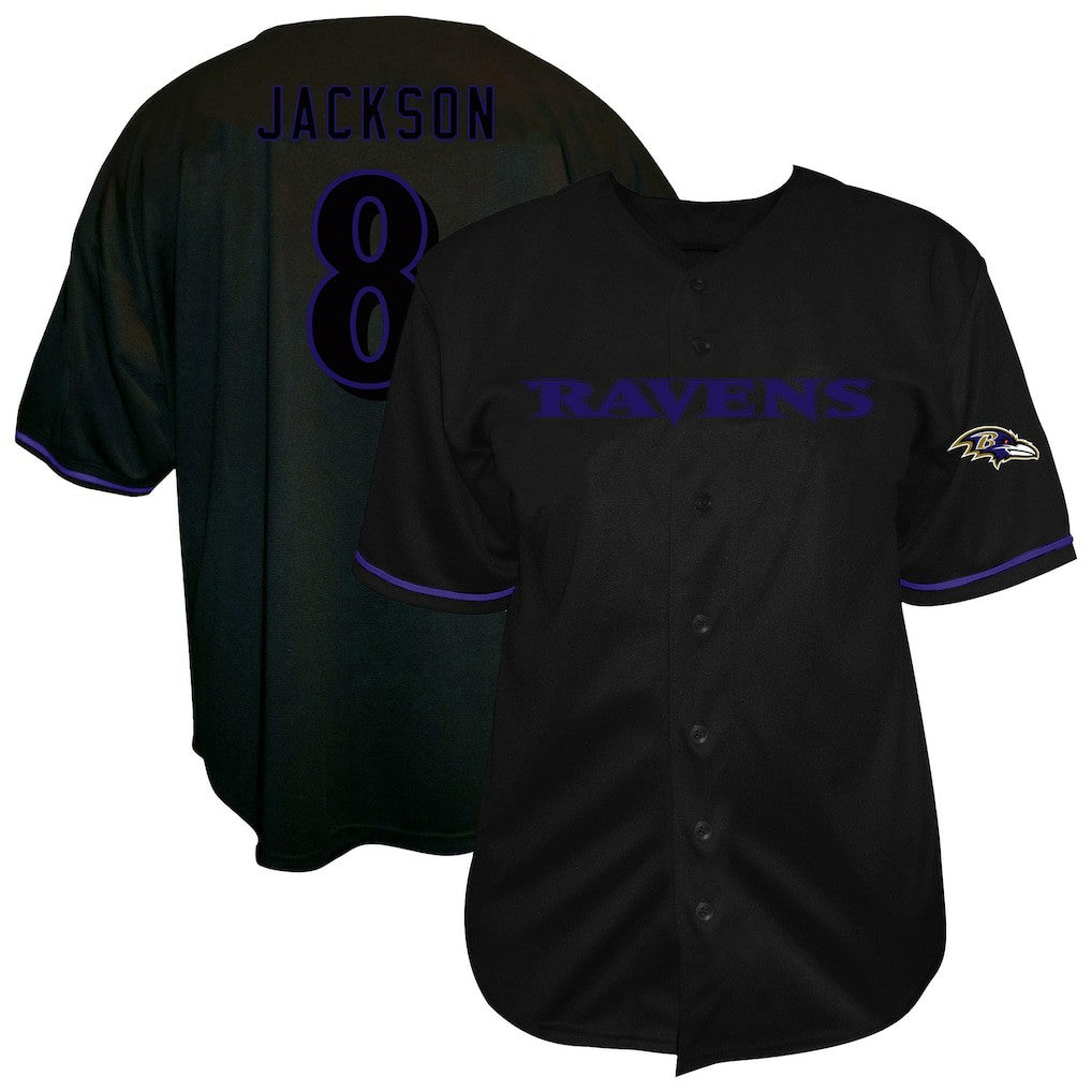 Baltimore Ravens Fanatics Lamar Jackson  Big & Tall Baseball Button-Up Shirt
