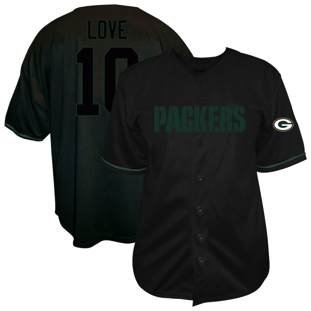 Green Bay Packers Fanatics Jordan Love  Big & Tall Baseball Button-Up Shirt