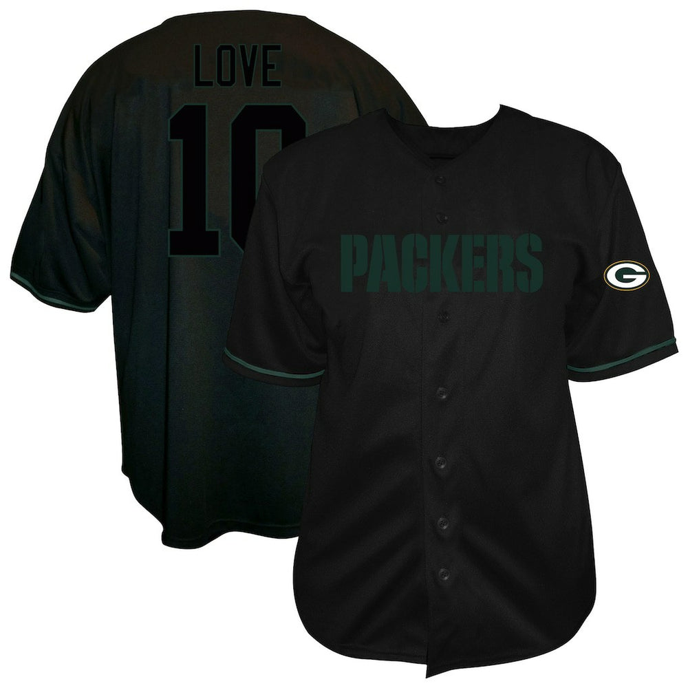 Green Bay Packers Fanatics Jordan Love  Big & Tall Baseball Button-Up Shirt