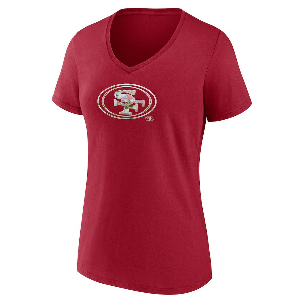 San Francisco 49ers  Women's Number 1 Mom Floral V-Neck T-Shirt