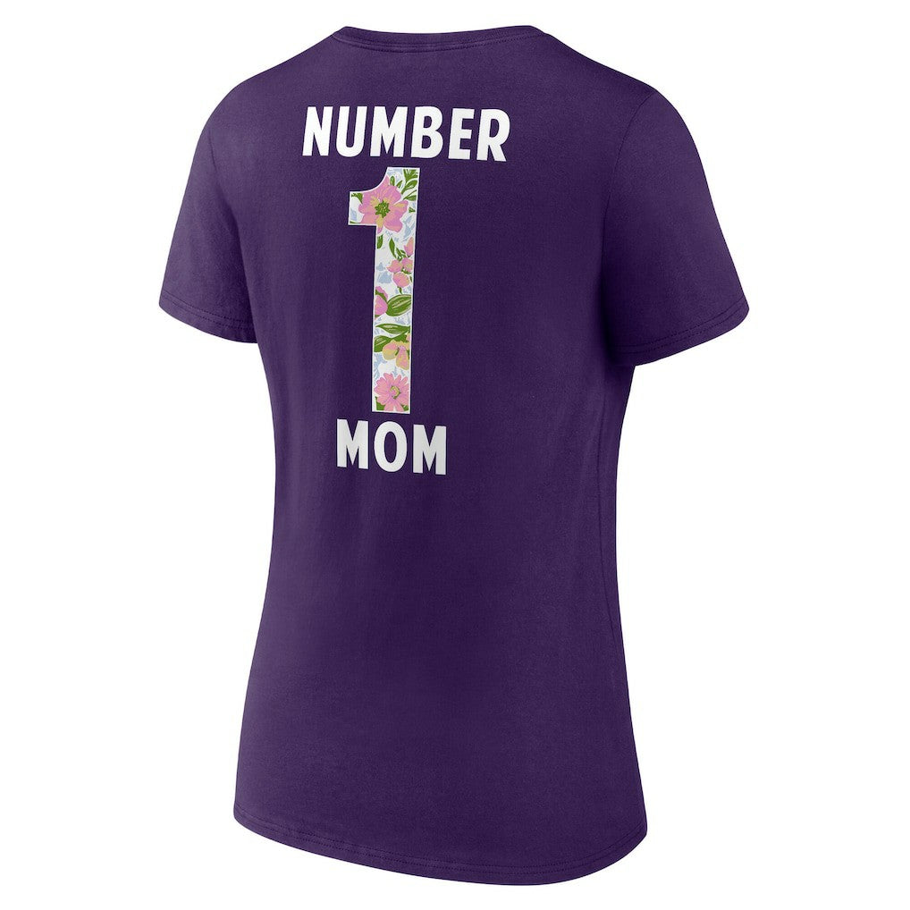 Baltimore Ravens  Women's Number 1 Mom Floral V-Neck T-Shirt