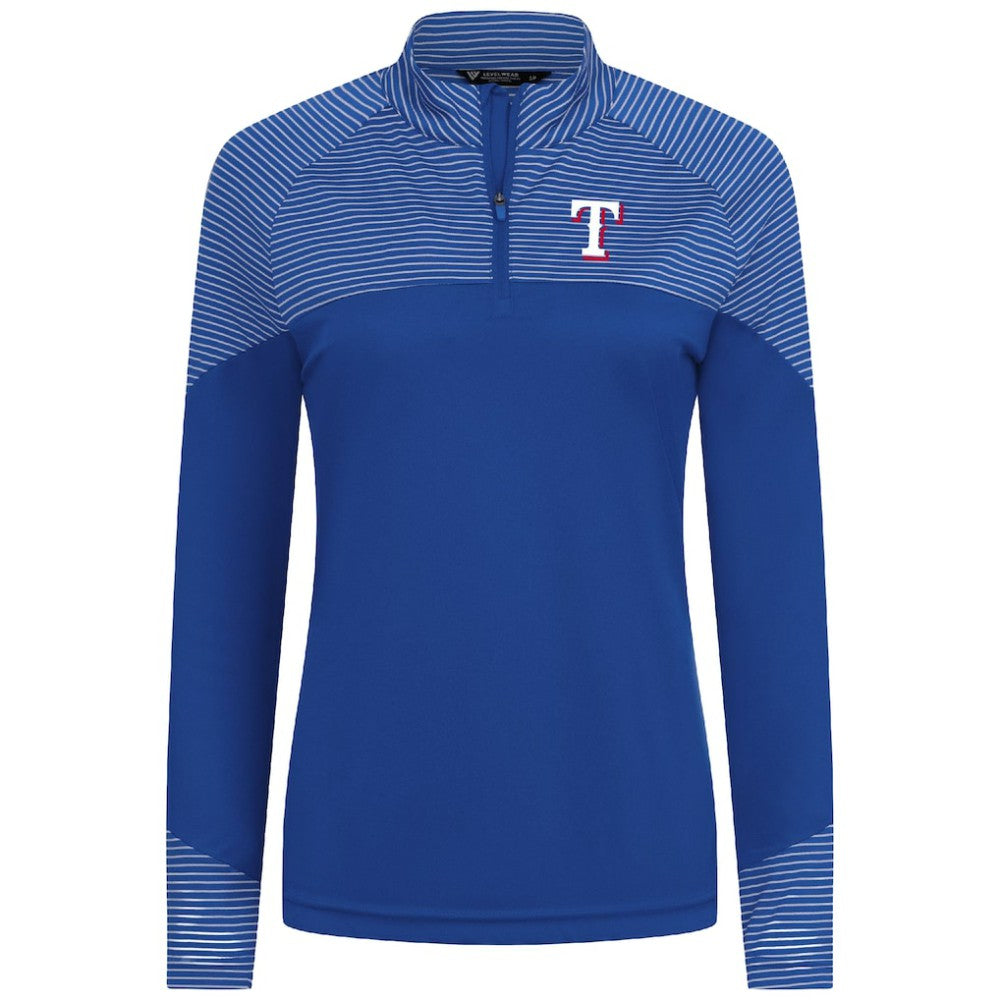 Texas Rangers Levelwear Women's Classic Stripes Insignia 2.0 Raglan Quarter-Zip Top | MLB Shop