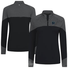 Miami Marlins Levelwear Women's Classic Stripes Insignia 2.0 Raglan Quarter-Zip Top | MLB Near me