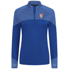 New York Mets Levelwear Women's Classic Stripes Insignia 2.0 Raglan Quarter-Zip Top | MLB Sale