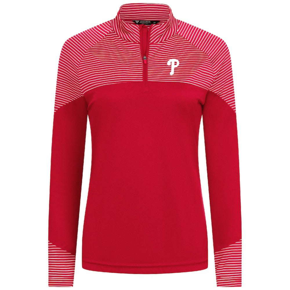 Philadelphia Phillies Levelwear Women's Classic Stripes Insignia 2.0 Raglan Quarter-Zip Top | MLB Online