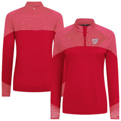 Washington Nationals Levelwear Women's Classic Stripes Insignia 2.0 Raglan Quarter-Zip Top | MLB New