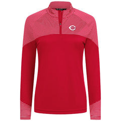 Cincinnati Reds Levelwear Women's Classic Stripes Insignia 2.0 Raglan Quarter-Zip Top | MLB Discount