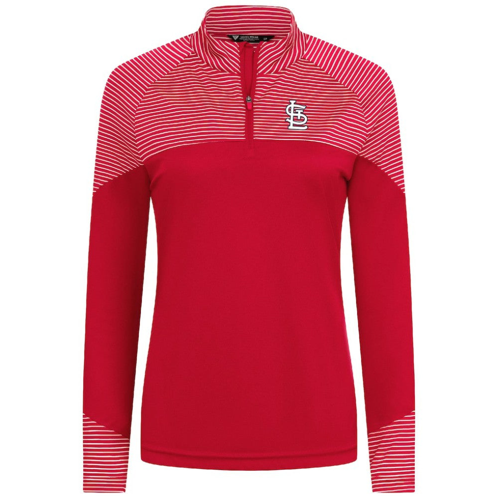 St. Louis Cardinals Levelwear Women's Classic Stripes Insignia 2.0 Raglan Quarter-Zip Top | MLB For sale