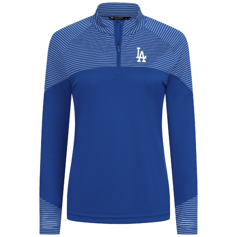 Los Angeles Dodgers Levelwear Women's Classic Stripes Insignia 2.0 Raglan Quarter-Zip Top | MLB Online