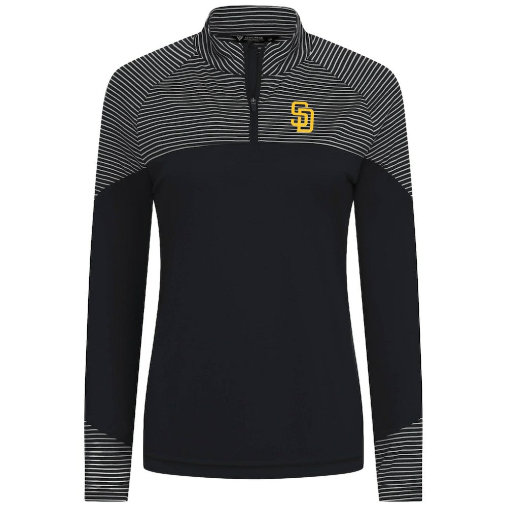 San Diego Padres Levelwear Women's Classic Stripes Insignia 2.0 Raglan Quarter-Zip Top | MLB Shop