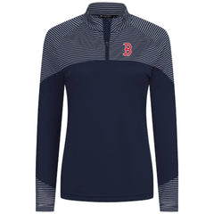 Boston Red Sox Levelwear Women's Classic Stripes Insignia 2.0 Raglan Quarter-Zip Top | MLB New